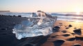 Sunrise Beach: A Realistic Form Of Shiny Ice On The Shore