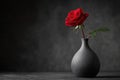 Elegant Red Rose in a Black Vase Royalty Free Stock Photo