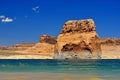 Solitary rock in the middle of Lake Powell Royalty Free Stock Photo