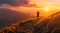 Trail Running at Sunset AIG41 Royalty Free Stock Photo