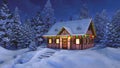 Solitary rural house decorated for Christmas night Royalty Free Stock Photo