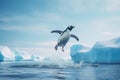 Solitary Sentinel: A Lone Penguin Stands Vigil on a Pristine Iceberg. Generative AI