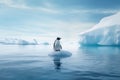 Solitary Sentinel: A Lone Penguin Stands Vigil on a Pristine Iceberg. Generative AI