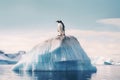 Solitary Sentinel: A Lone Penguin Stands Vigil on a Pristine Iceberg. Generative AI