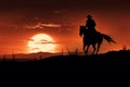 Solitary Silhouette cowboy horse. Generate AI Royalty Free Stock Photo