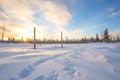 solitary snowshoe path leading off into a distant horizon Royalty Free Stock Photo