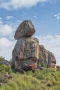 Solitary stones inserted in the African vegetation on the way to northern Angola. Soyo. Africa