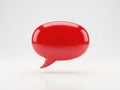 A solitary, three-dimensional red speech bubble floating against a white background Royalty Free Stock Photo