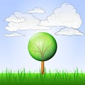 Solitary tree in peaceful landscape vector