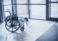 Wheelchair in a hospital blue tone