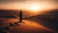 Solitude in arid climate man walking sand dune generated by AI