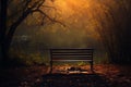 In solitude, a couple shares an isolated bench in mystical nature