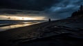 solitude dark beach In the second photograph Royalty Free Stock Photo
