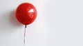 Solitude in Flight: A Single Red Balloon Drifts Aimlessly Against a Blank Canvas