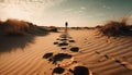 Solitude in nature One person journey walking sand dunes generated by AI