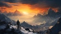 Solitude in the Snow: A Lone Traveler\'s Dream of Distant Horizon