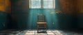 Solitude Spotlight: A Sole Chair in Hushed Respite. Concept Solitude, Chair, Respite, Peaceful,