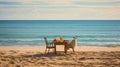 solitude table on the beach Royalty Free Stock Photo