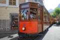 Soller, Spain - 12 June, 2023: Ferrocarril tourist tram train in the town of Soller