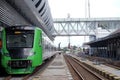 Solo Balapan Train Station, Solo, Central Java / Indonesia - December 29 2019 : The new Airport Train `Kereta Bandara`