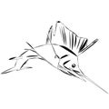 A black outline jumping sailfish design