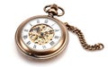 Solo Capture of Old Pocket Watch on White Background Royalty Free Stock Photo