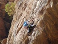 Solo climber in Todra Gorges in Morocco