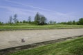 Solo cyclist on empty track