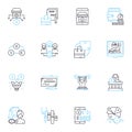 Solo entrepreneur linear icons set. Independent, Ambitious, Innovative, Driven, Resilient, Resourceful, Tenacious line