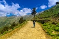 Solo girl hiking on Sach pass