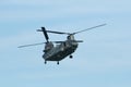 A solo RAF Boeing Chinook twin rotor helicopter Royalty Free Stock Photo