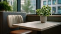 Solo seating at modern cafe window table Royalty Free Stock Photo