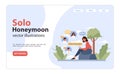 Solo travel or honeymoon online community web banner or landing page.