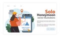 Solo travel or honeymoon planning web banner or landing page.