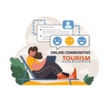 Solo travel or honeymoon planning. Woman booking tickets online