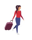 Solo travel for woman flat color vector faceless character