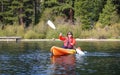 Solo female kayaker in Lake Tahoe