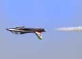 Plane jet upside down flight of soloist at the italian tricolor arrows air show Royalty Free Stock Photo