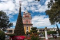 SOLOLA, GUATEMALA - NOVEMBER 13, 2017: Solola Town Cathedral and Tree in Downtown. Guetemala.