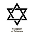 Solomon Hexagram. The Star of David. Black glyph icon. Magen David. Six-pointed geometric star. State symbol of Israel. Royalty Free Stock Photo