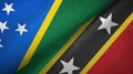 Solomon Island and Saint Kitts and Nevis two flags textile cloth, fabric texture