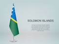 Solomon Islands hanging flag on stand. Template forconference ba