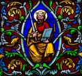 Solomon - Stained Glass in Bayeux Cathedral Royalty Free Stock Photo