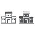Solomon temple in jerusalem line and glyph icon, religion and hebrew, jewish tabernacle sign, vector graphics, a linear