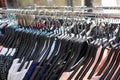 Solothurn, Switzerland, 15. January 2022: Black Hangers in Front of a Clothes Store.