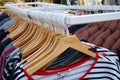 Solothurn, Switzerland, 15. January 2022: Black Hangers in Front of a Clothes Store.