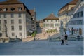 Solothurn, SO / Switzerland - 2 June 2019: historic old town in the Swiss city of Solothurn with a view of the Hauptgasse near