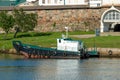 Ship Rev. Zosima at the monastery pier Royalty Free Stock Photo