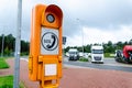 Soltau, Germany - August 28, 2021: Siemens SOS Emergency Telephone Box