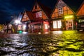 Soltau, Germany - November 12, 2019. Traditional german architecture at night